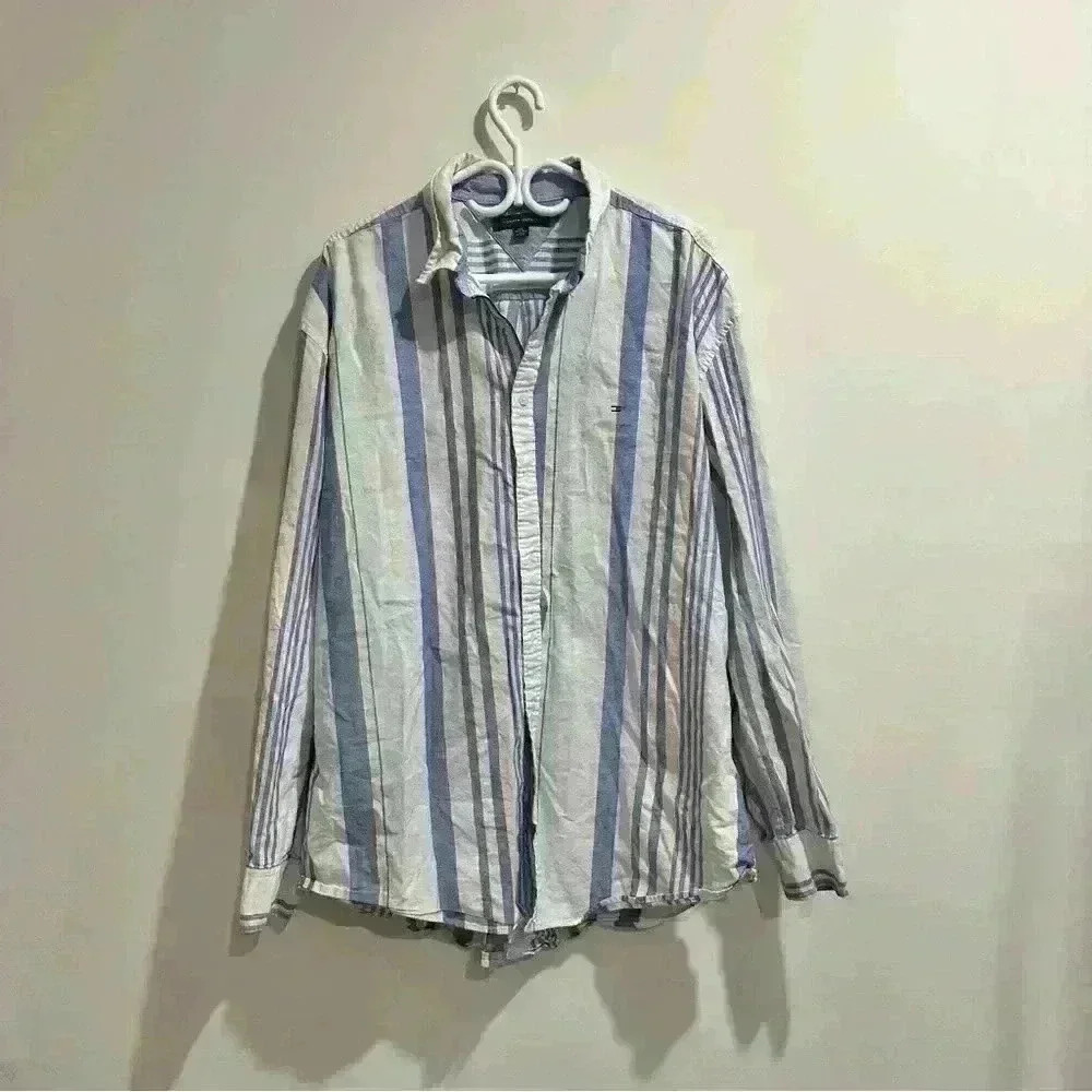 Tommy Hilfiger | Vintage 90s pastel colors striped mens button-up shirt